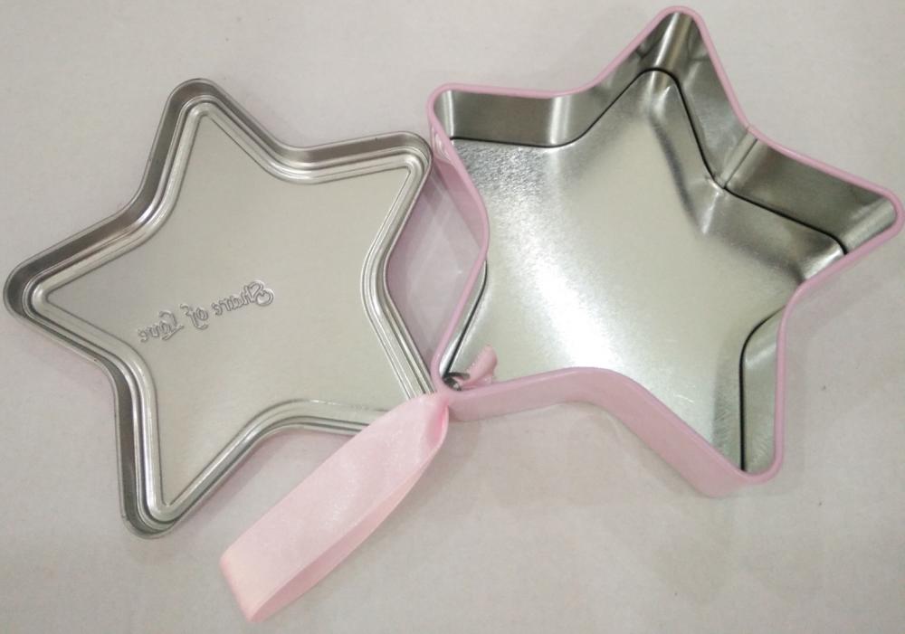 Custom printed star shape tin boxed for cookies