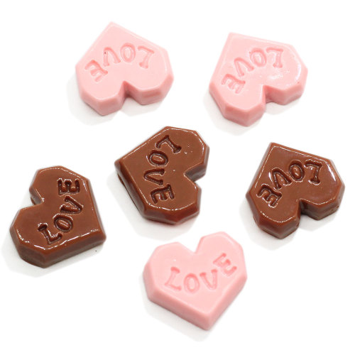 Romántico 100 piezas corazón Chocolate resina cabujón cuentas Flatback letra AMOR para la cubierta del teléfono arte decoración Diy adorno Accesorios