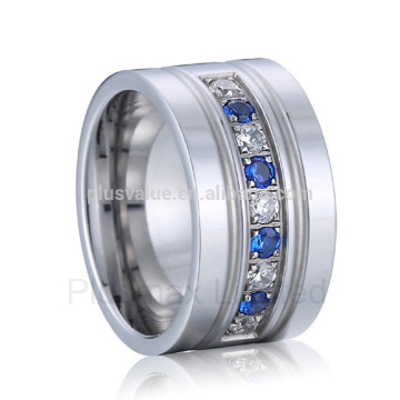 celebrating togetherness Surgical stainless steel fake sapphire men ring