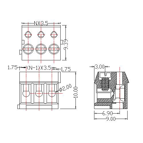 AT333-3.5XXX-A PCB Screw Terminal Block 