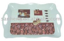 Rectangle melamine handled tray set
