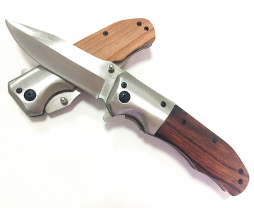 Fast Open Camping Wood Handle Pocket Knife