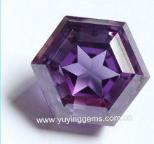 Star Cut Hexagon Cubic Zirconia Stone Loose Top Quality Amethyst CZ