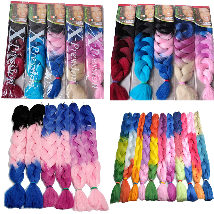 Wholesale Jumbo Ombre Braiding Hair Extensions For Box Braids African Yaki Hair Attachment 64inches 165g Synthetic Fiber Braid