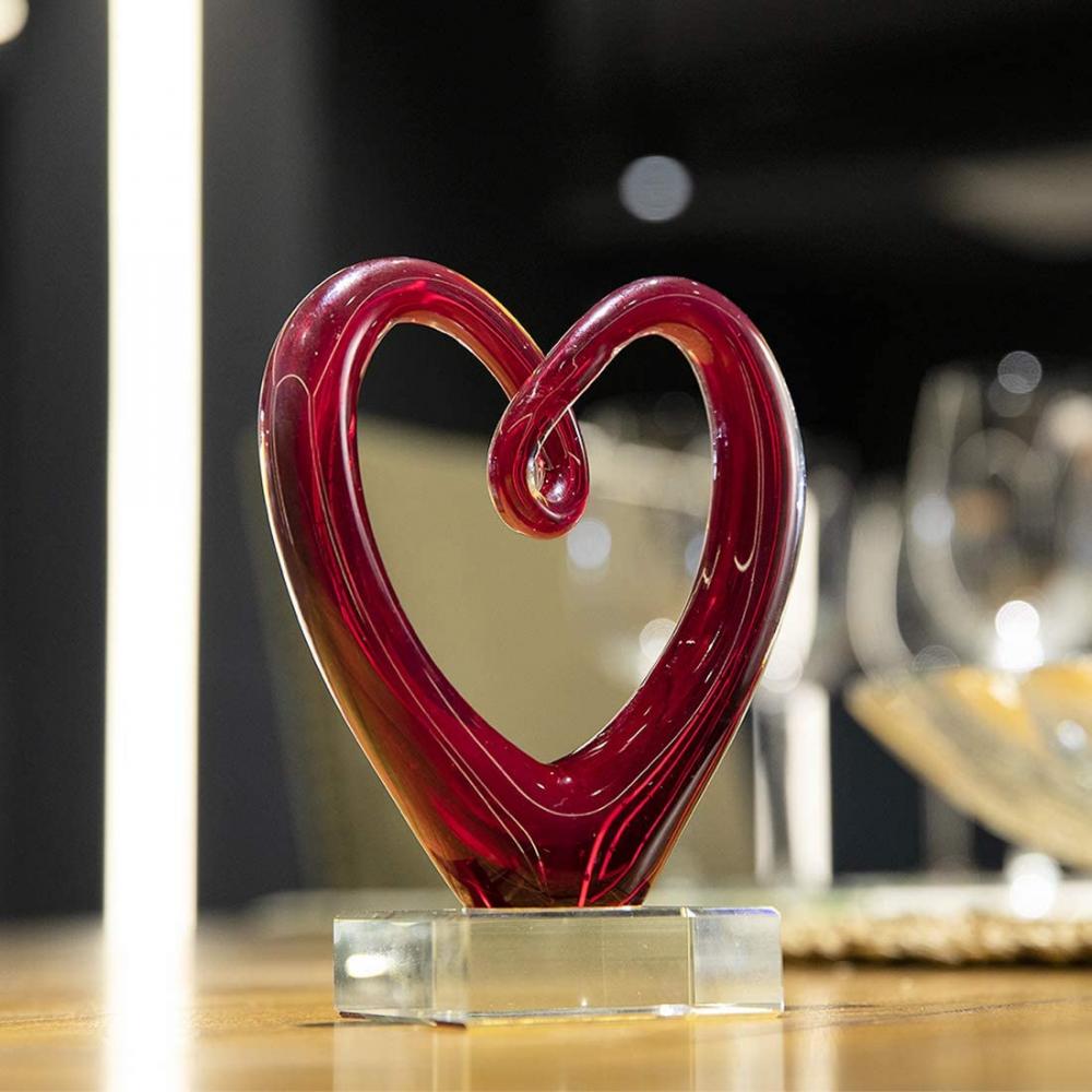 5 &#39;&#39; Tall Art Glass Heart Sculpture Centre maîtresse