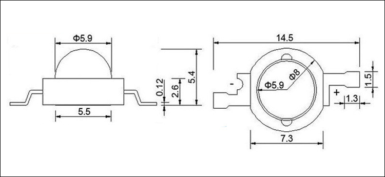 940nm ir LED size