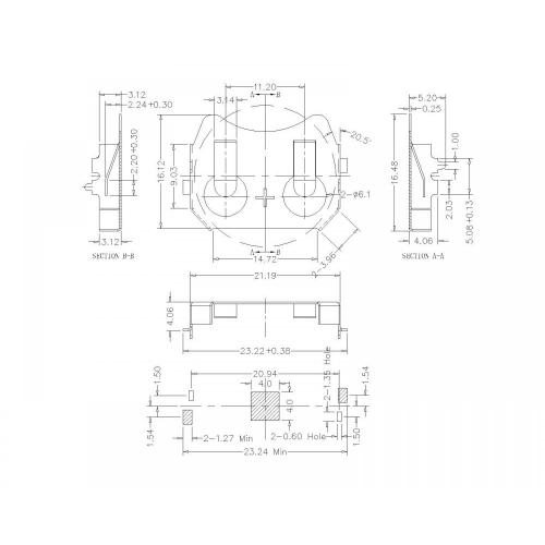 Kontak baterai BS-M-SI-R-CR3034B untuk CR3034 BR2016