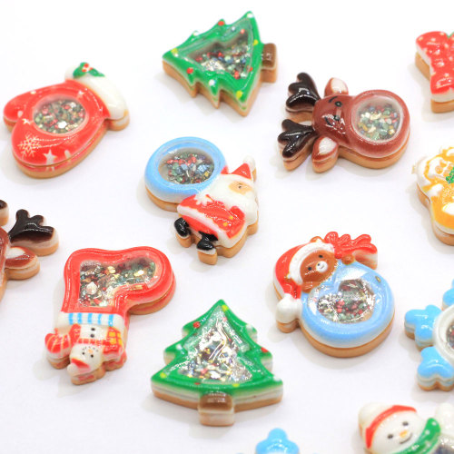 Glitter Christmas Charms Resin Craft Xmas Snow Deer Tree DIY Art Deco Kawaii Santa Claus Κρεμαστό Κολιέ Κοσμήματα Στολίδι Κατάστημα