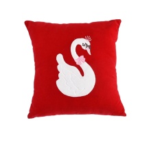Latest design cushion cover at best rate wholesale pillow case for sofa and home embroidered White swan decorative pillow