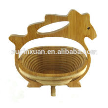 Promotional gift bamboo artware,handmade bamboo animal shaped fruit baskets
