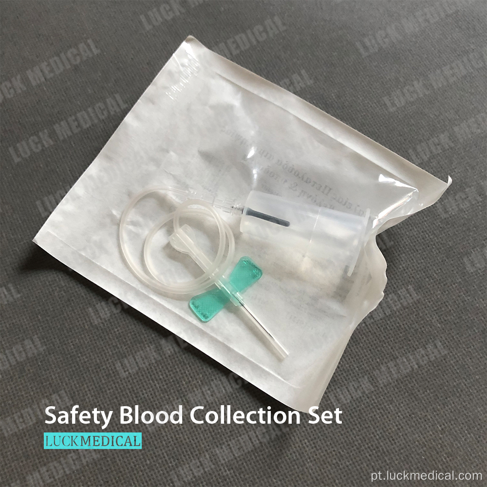 Conjunto de coleta de sangue alado de segurança descartável