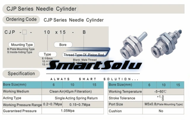 SMC Type Cjp Series Needle Single Acting Pneumatic Air Cylinder