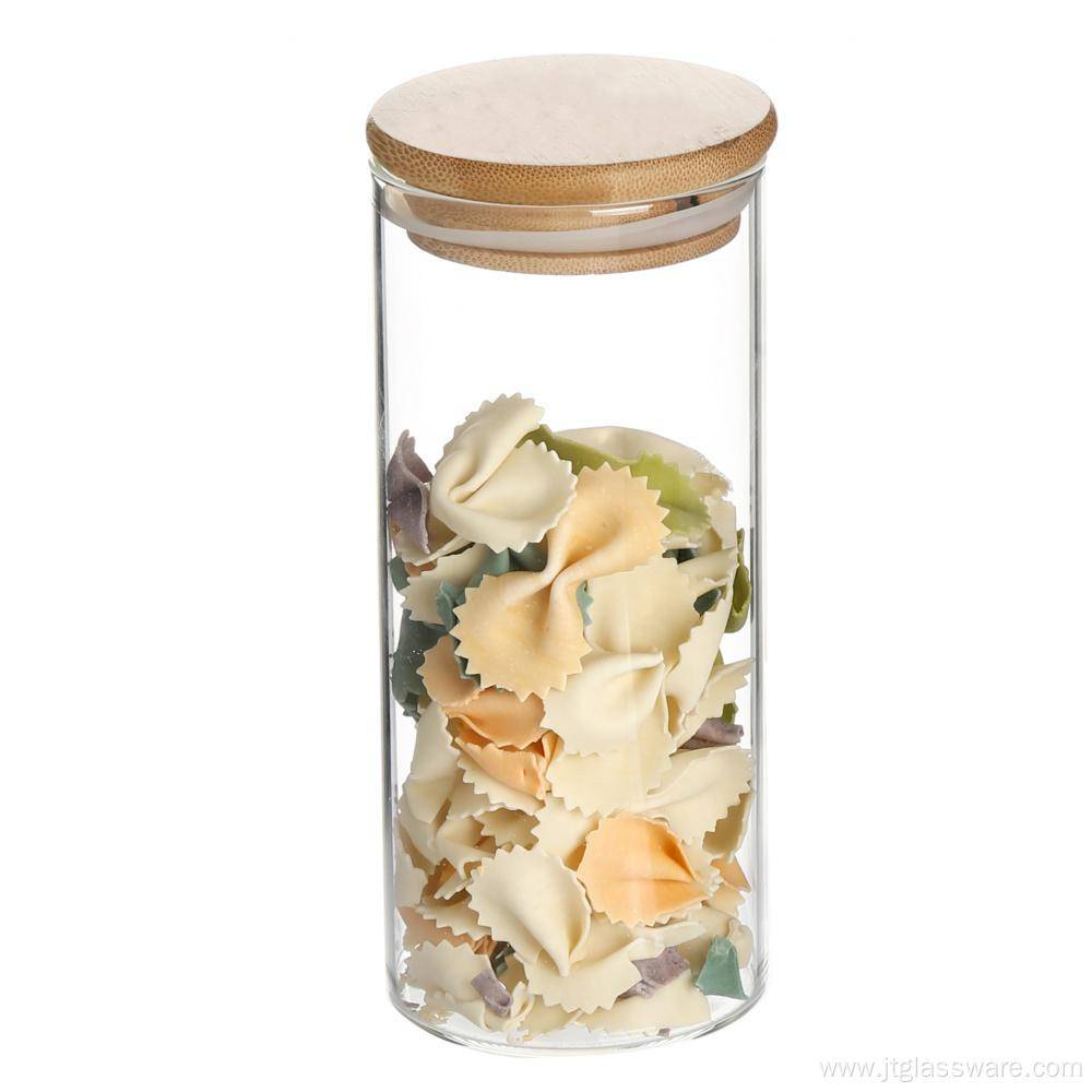 Wooden lid borosilicate airtight glass jar