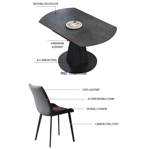 Ensemble de table à manger simple rotative Rock Plate