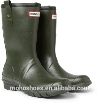 Half Green color big men's rain boots,men's rubber boots,rubber rain boots