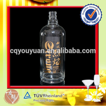 Clear 750ml decaled decorative bottles for alcohol