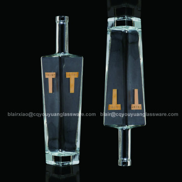 Square Vodka Bottle Super Flint Glass Bottle Fancy 750