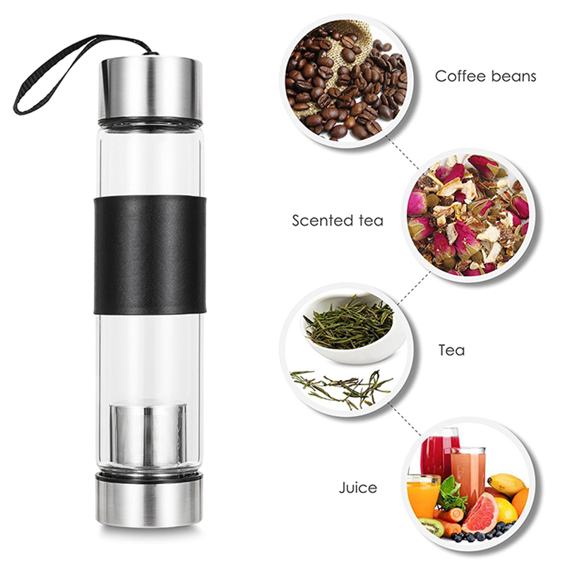 Hot Selling Glass Tea and Fruit Infuser Water Bottle with Band