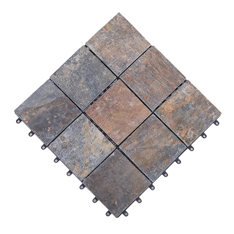 Stable Barefoot Friendly Natural Outdoor Slate Tiles Floor Landcaspe Stone Deck Tiles Home Garden Stone Interlock Tiles Floor