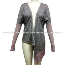 Women's Striped Long-sleeved Blouses, Made of TC