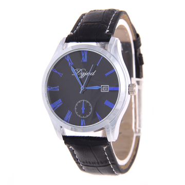 Lasted fashion waterproof black leather watches