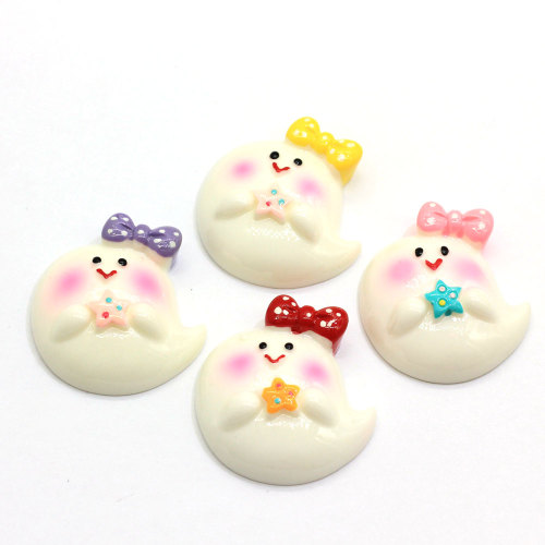 Kawaii Home Decoration 3D Cute Happy Face Baby Bow Figurine Flat Back Planar Resin Craft DIY hair Bow Accessories Αξεσουάρ