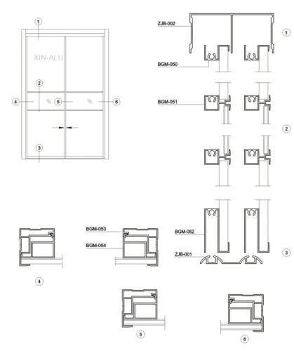 85mm hot sale wardrobe door Aluminium profiles