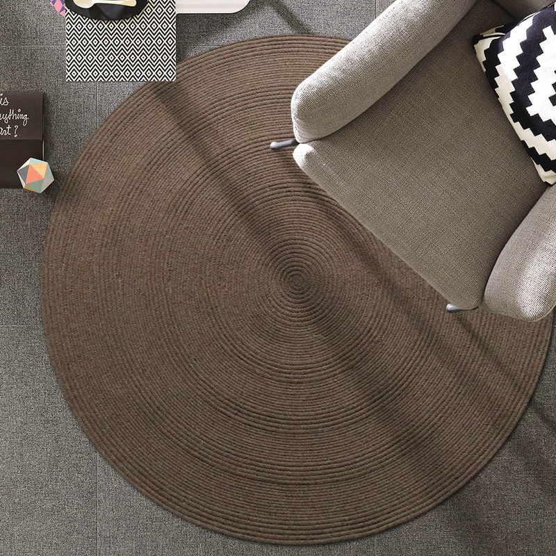 Round Wool Braided Living Room Rug