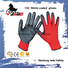 13Г Polyester ладонь Нитрила покрытием перчатки гладкой стандартом EN 388 3121