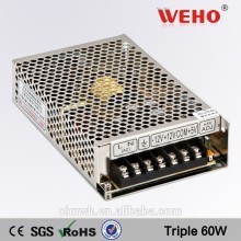 Factory outlet 60W Triple output digital switching ac dc switching power supply +/- 15v 5v