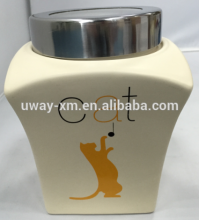 Fashion design ceramic cat food container
