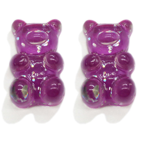 Resin  Cute Glitter Gummy  Bear Kawaii Charms Beads Flatback Cabochon  For DIY Earrings Decor slime Accessory