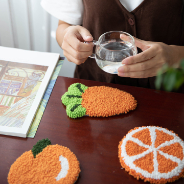 INTODIY Fruit Punch Needle Coaster Kit - Latch Hook Tool Set for Punch Needle Rug Hooking