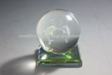 crystal ball engraving dolphins