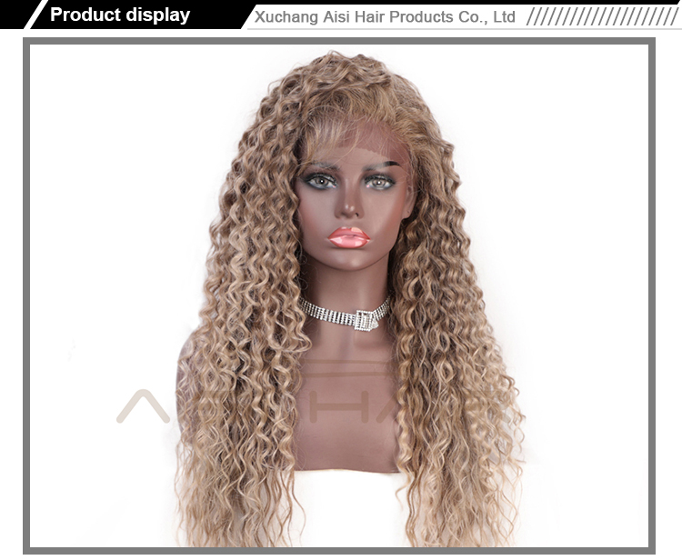 Ombre Blonde Wig Deep Dark Root Wig Long Wavy Kinky Curly Wave Front Lace Hair Wigs For Women