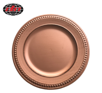 Rose Gold Beaded Plastic Charger Plate