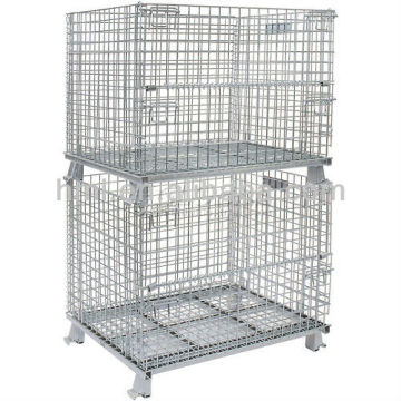 Warehouse Storage Stackable and Foldable Steel Mesh Basket