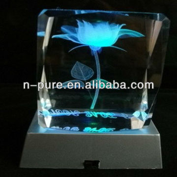 Colorful Rose Etched Crystal Light LED for Gifts