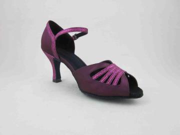 Ladies purple satin salsa shoes