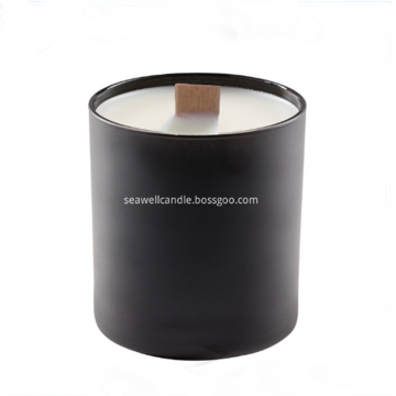 wood wick soy candle in glass jar