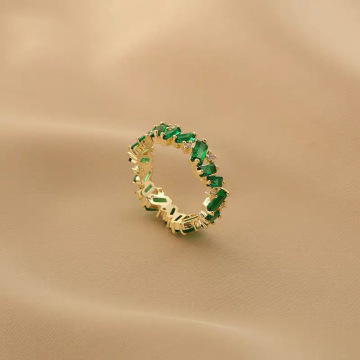 Emerald Diamond Zircon Ring Niche Design For Women