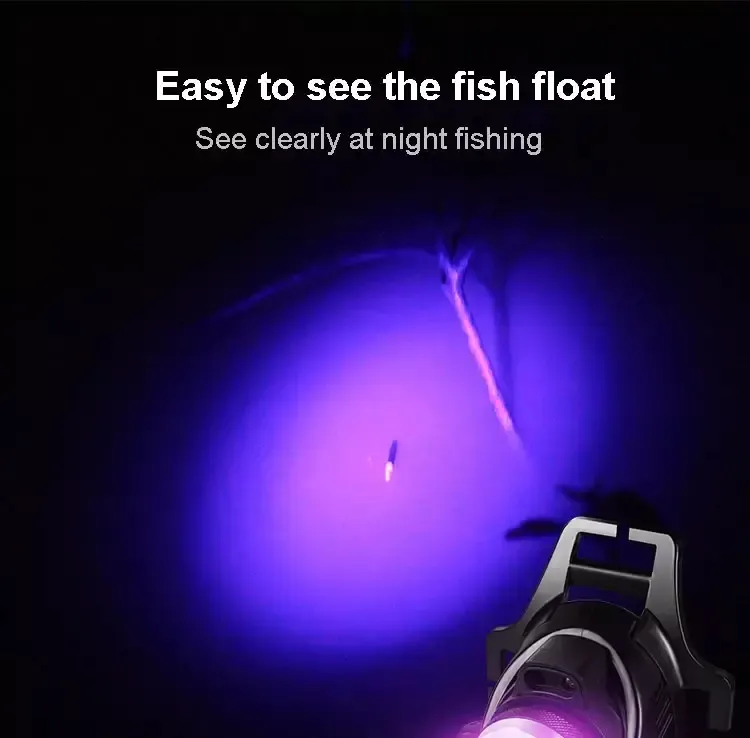 Rechargeable UV Headlamp with 395nm LED for Night Fishing and Scorpion Hunting