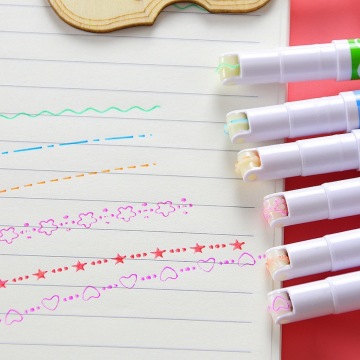 6 Color Curved Nib Pen: Drawing Roller Marker for Curve Line Painting