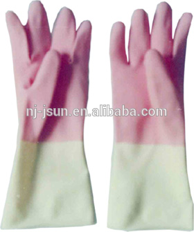 Double colors household gloves household latex gloves