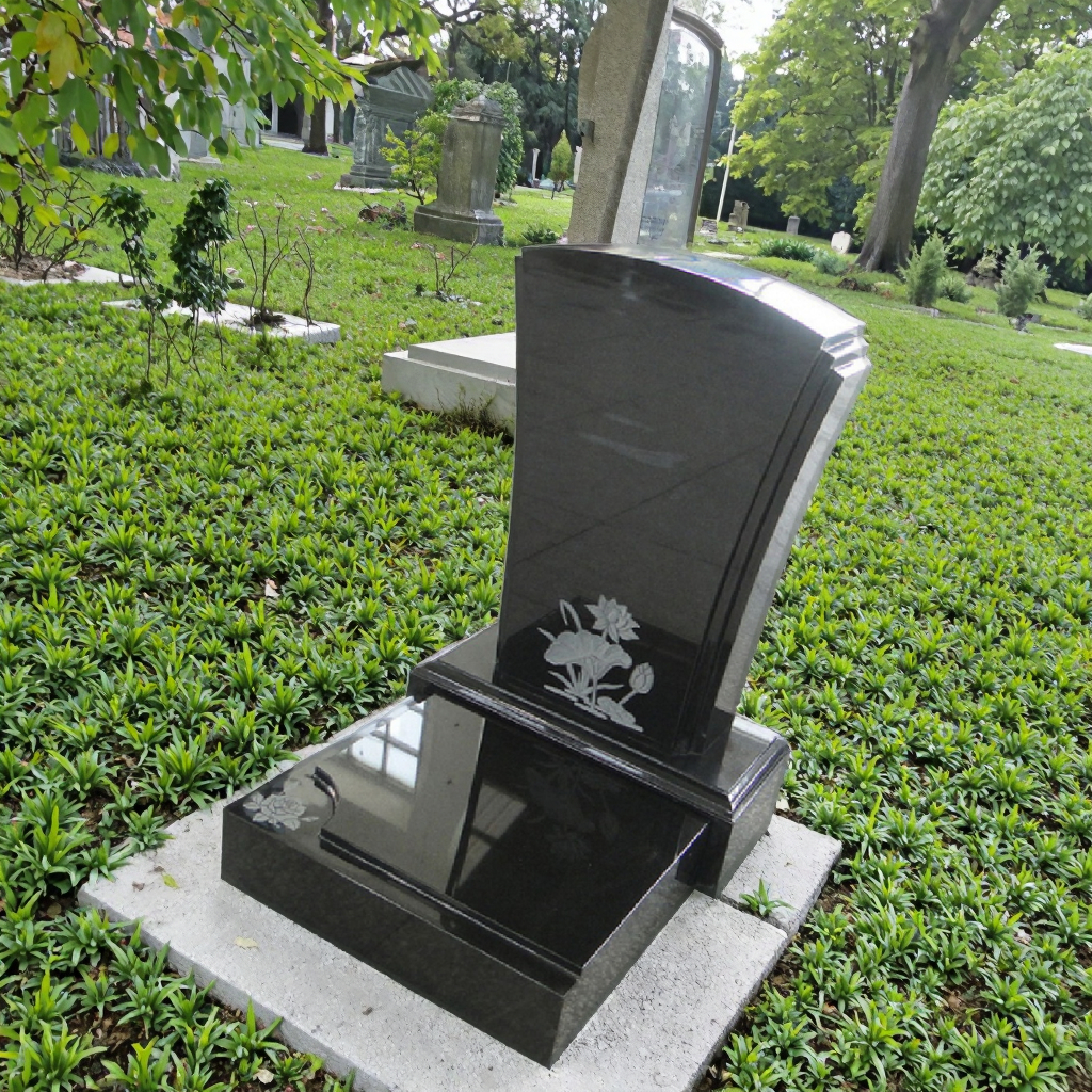 Modern Heart-Shaped Granite Headstones with Carved Roses