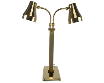 Two-Light Heat Lamp Gold and Round Lamp Shade