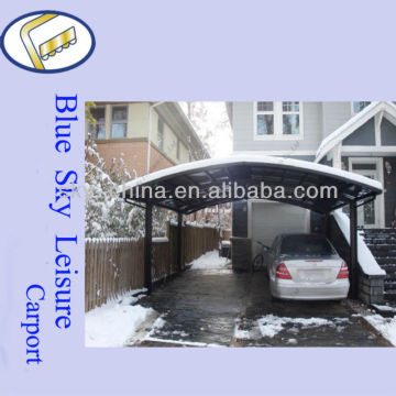 100% Anti-UV aluminum frame car shelter design with polycarbonate roof