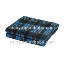Portable Blue Plaid Softnes Fleece Travel Blanket