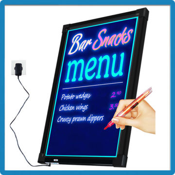 Tempered glass 40*60 aluminium alloy remote control outdoor promotional glowing led lighting blackground ad product