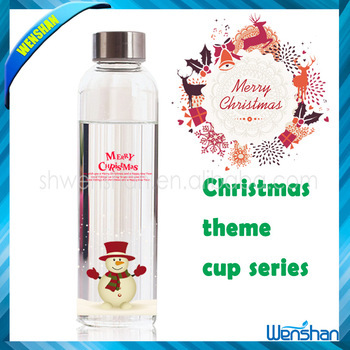 Christmas Sports glass water bottle with logo